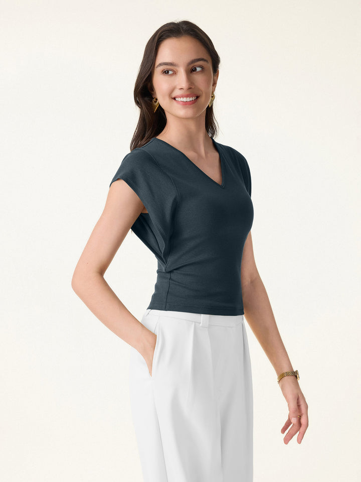 Cotton Lyocell V-Neck Summer Tee