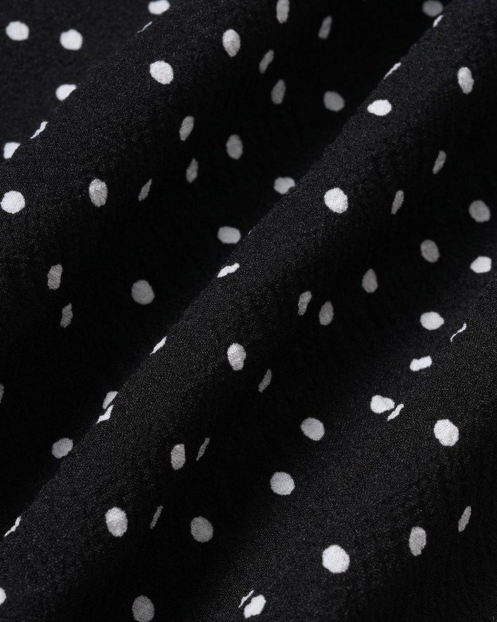 Black Polka Dot Ruched Midi Skirt