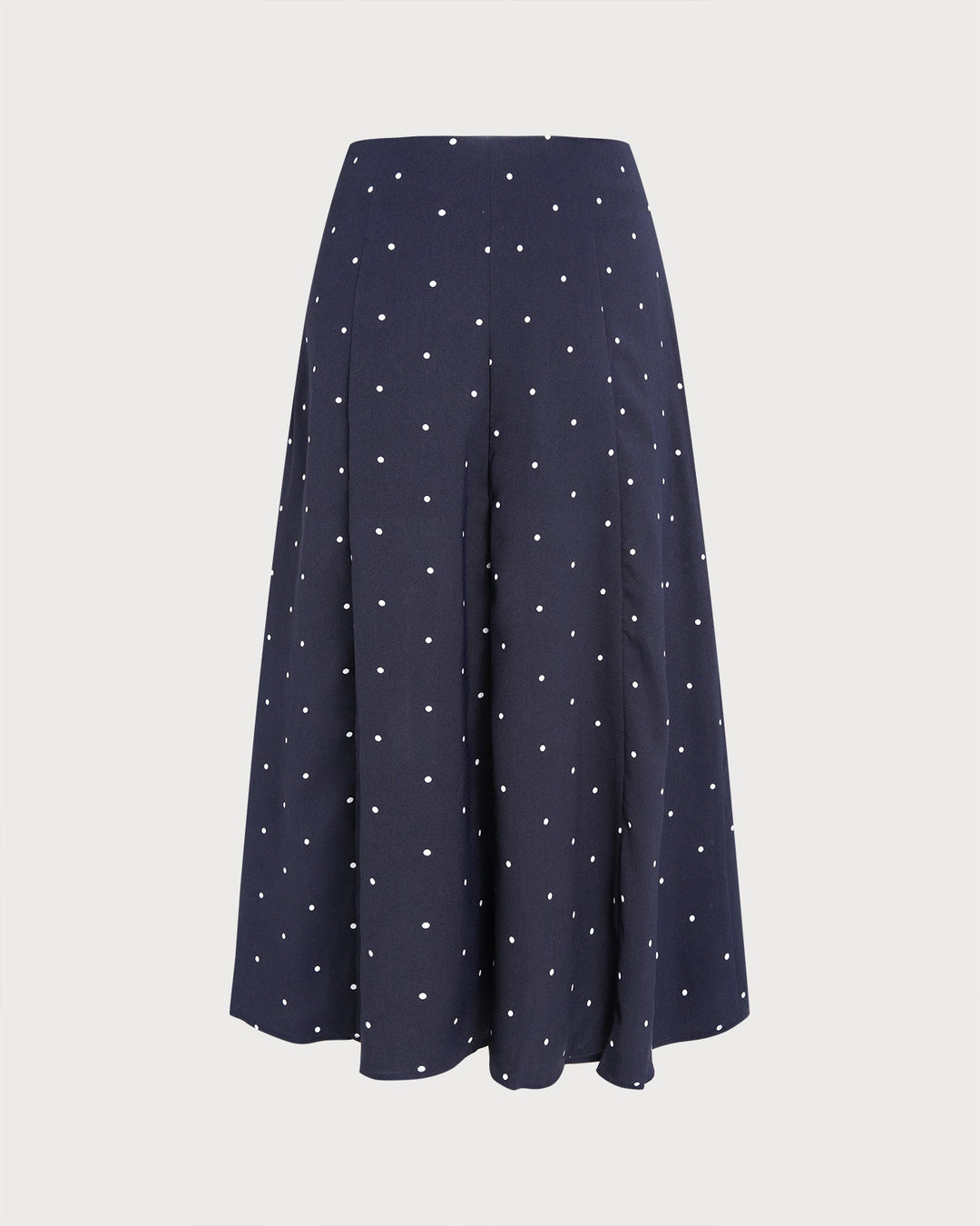 Navy Polka Dot Slit Midi Skirt
