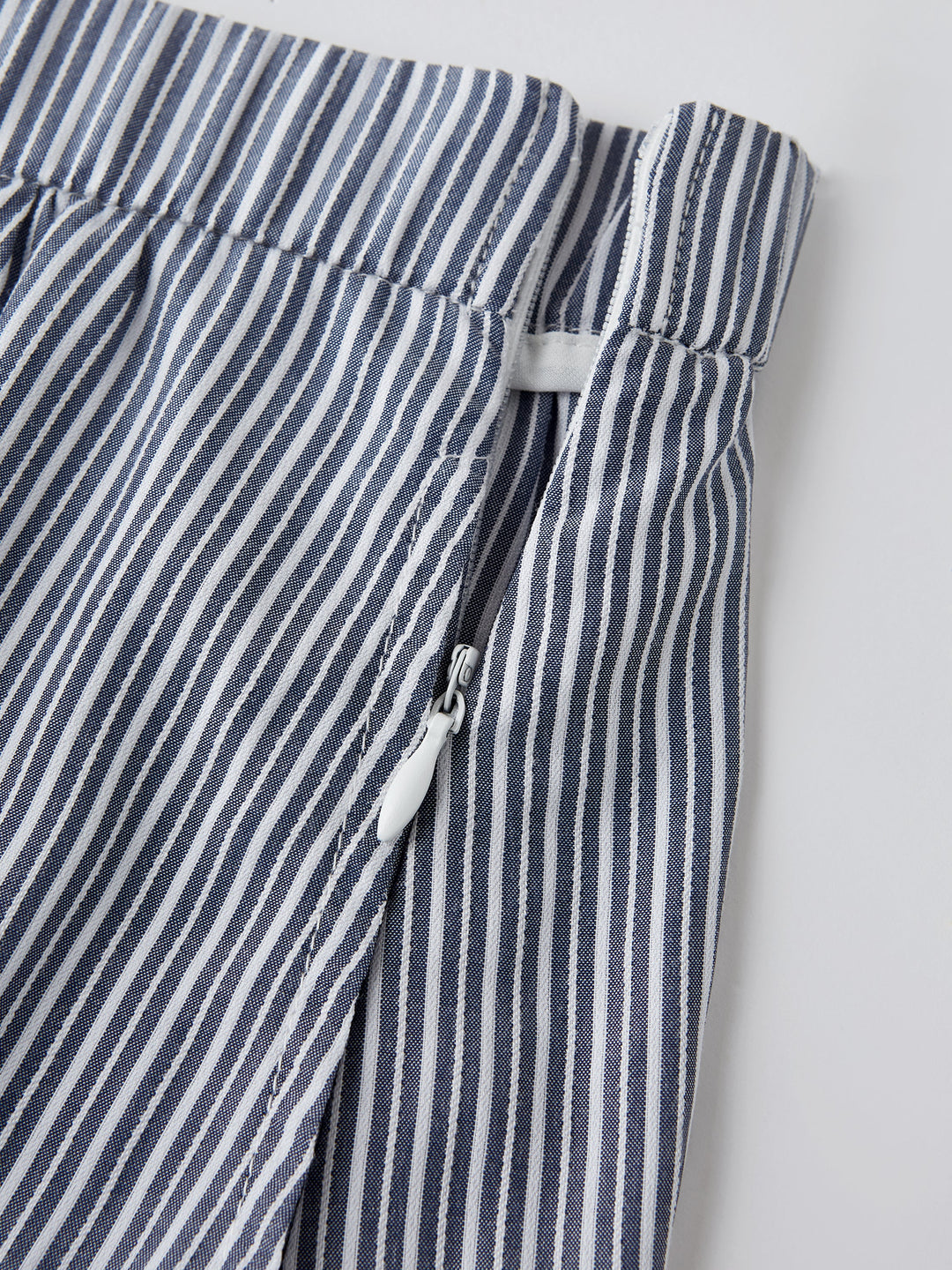 Striped Poplin High Rise Umbrella Midi Skirt with Pockets