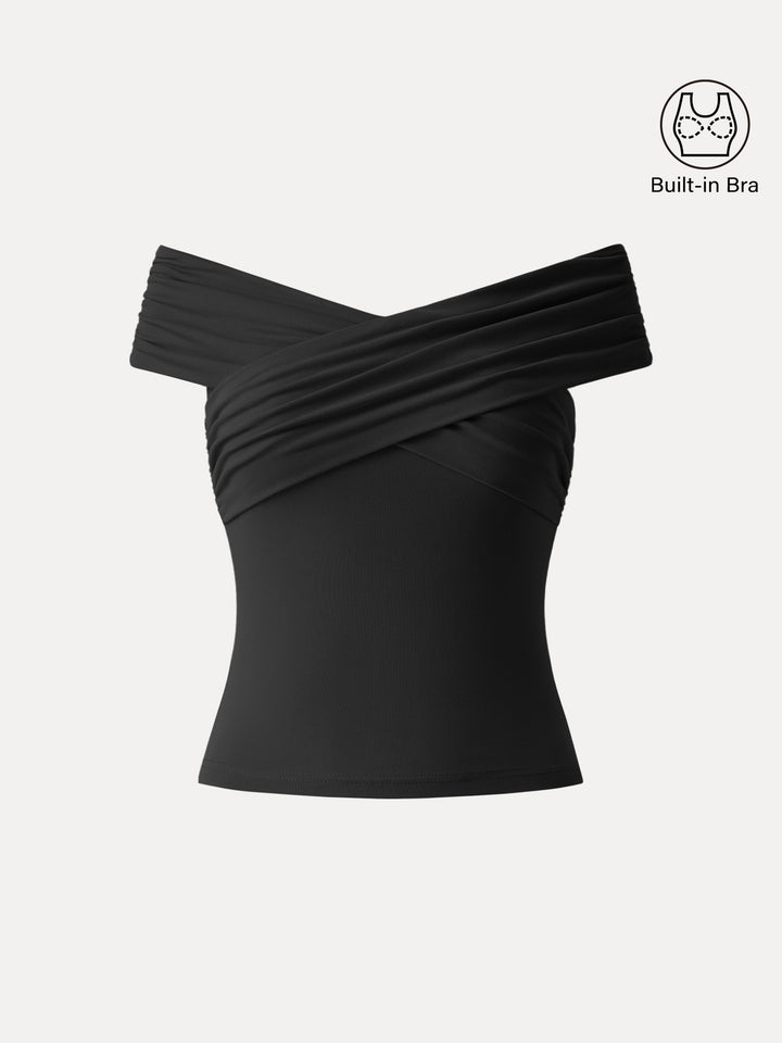 Criss Cross Off Shoulder New Airy Bra Top