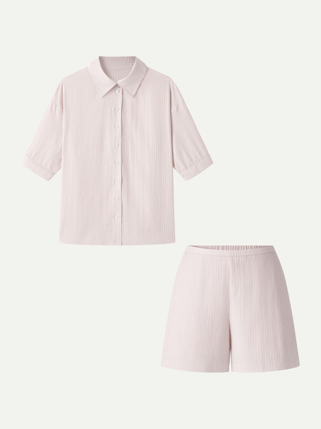 2Pcs Set Collared Sleeve Shirt & A-Line Shorts with Pockets