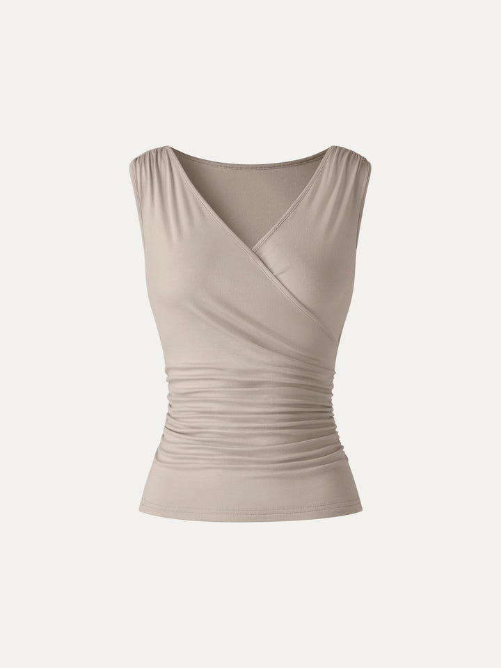 CoolTouch Surplice Neck Gathered Waist Top