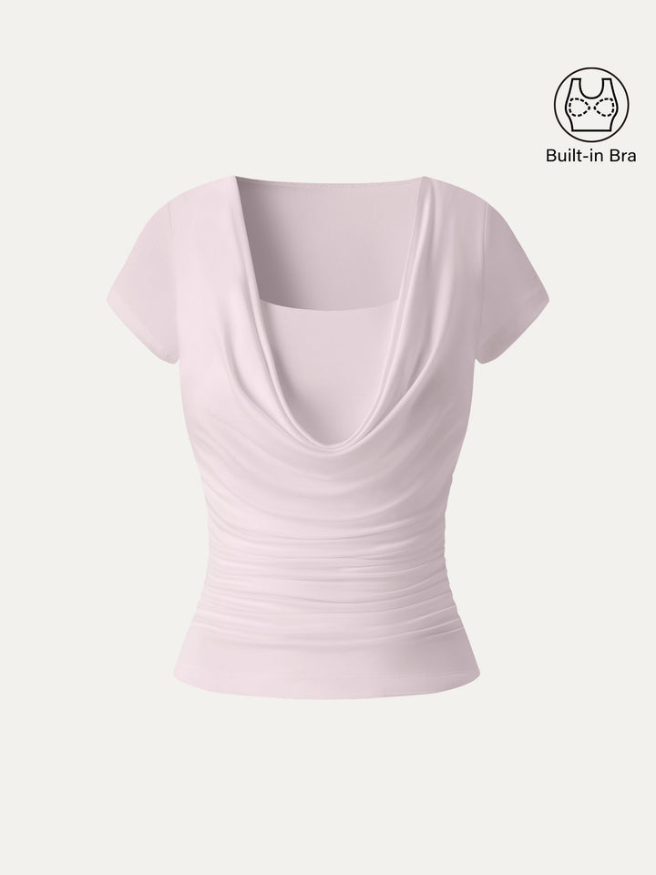Smoothing Cowl Neck Ruched Bra Top