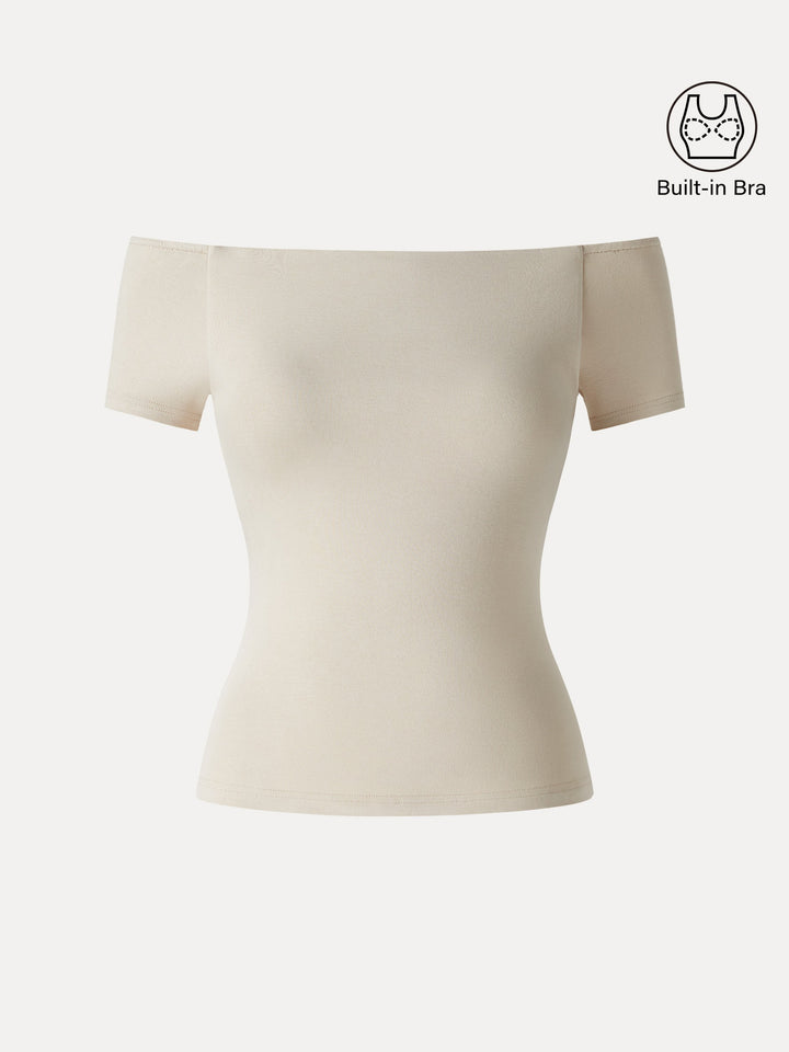 Cotton Lyocell Non-Slip Off-the-Shoulder Bra Top