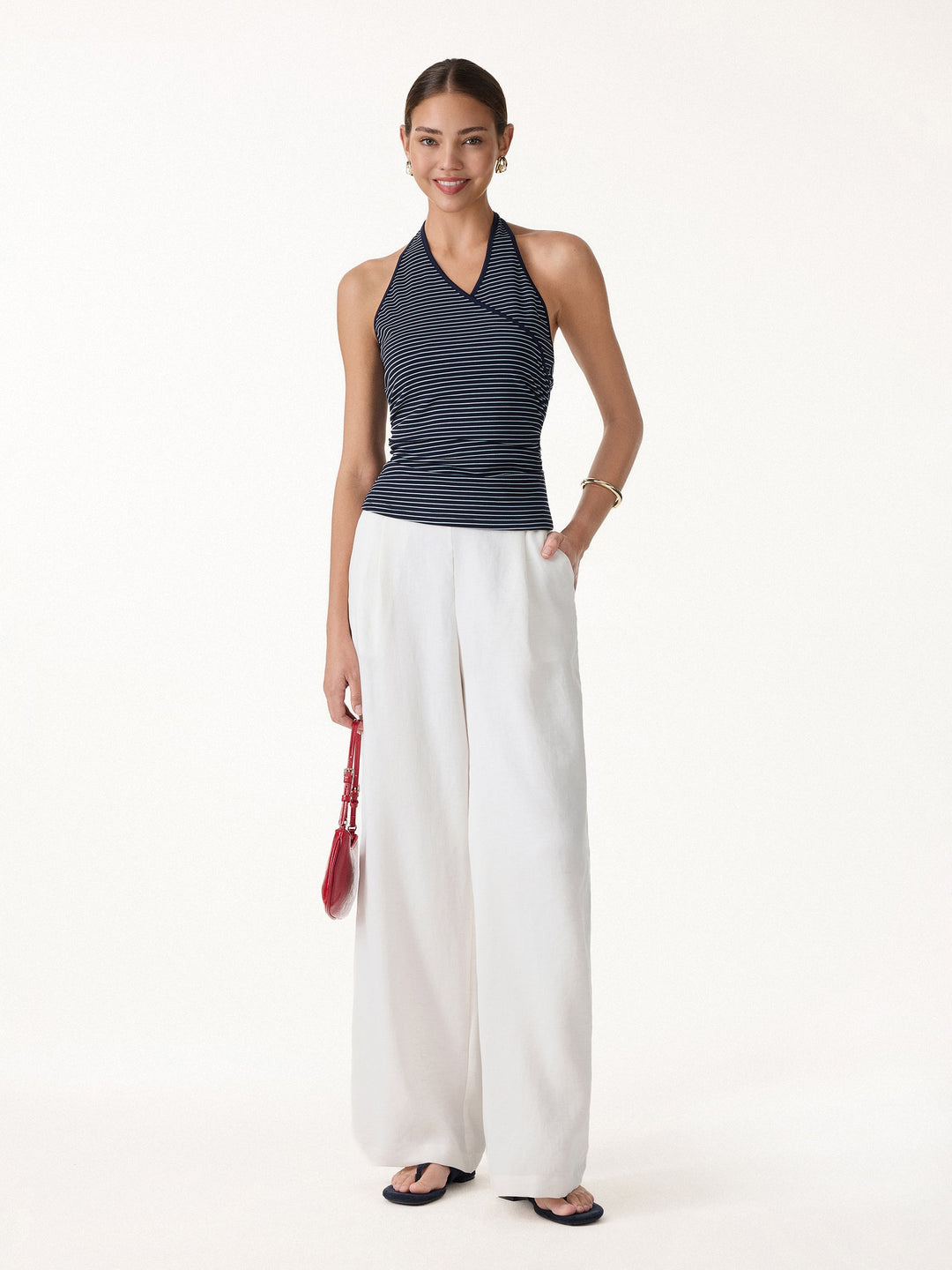 Striped Halter Neck Tank Top