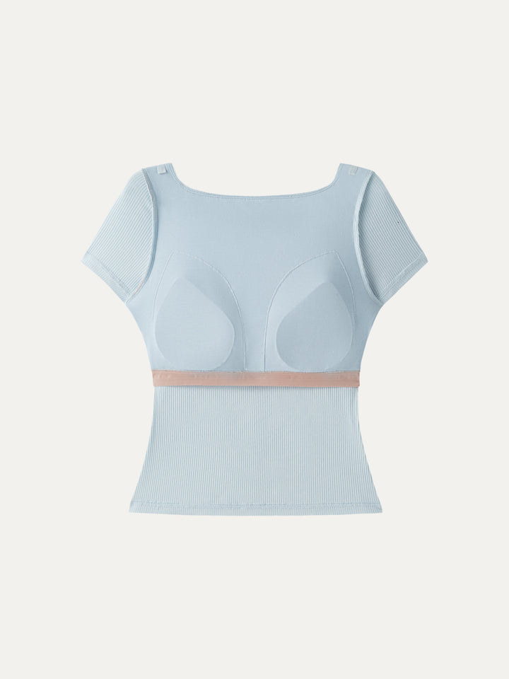 Cooling Ribbed Open Back Summer Bra Top