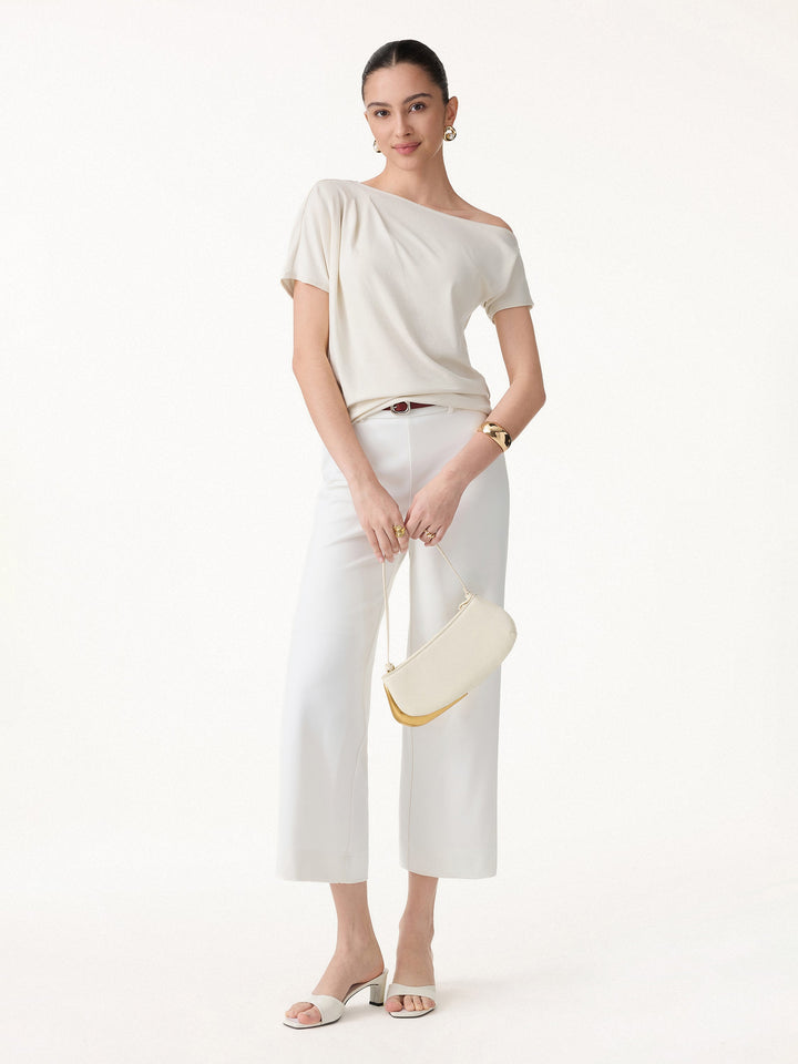 Cotton-Lyocell Effortless Asymmetrical Tucked Tee