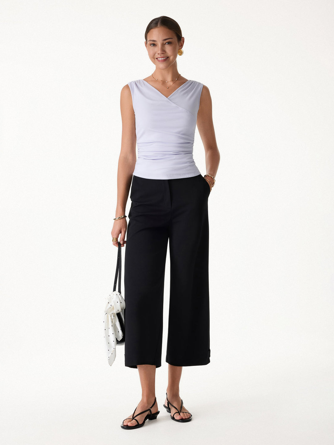 Ponte High-Rise Cropped Wide-Leg Pants with Pockets