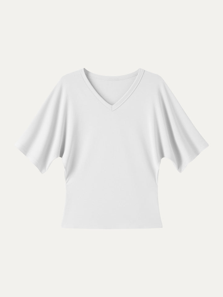 Viscose Cotton V-Neck Waist-Defining Summer Tee