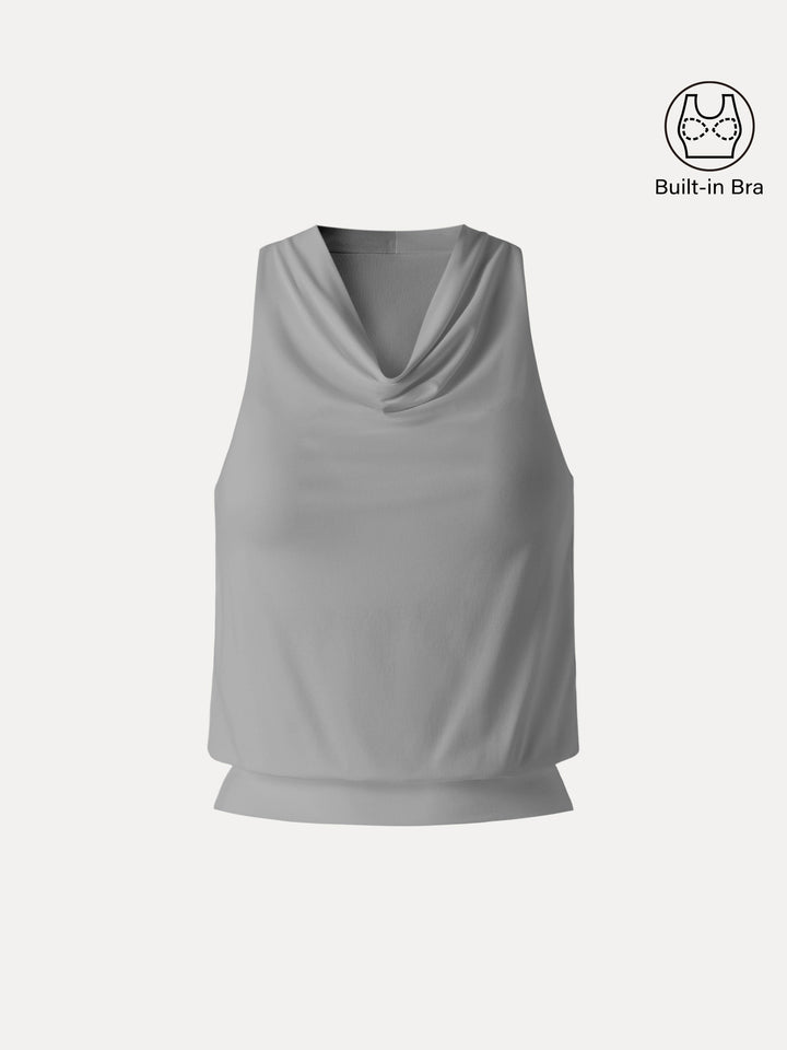 SkinKiss Not-See-Thru Halter Cowl Neck Bra Top