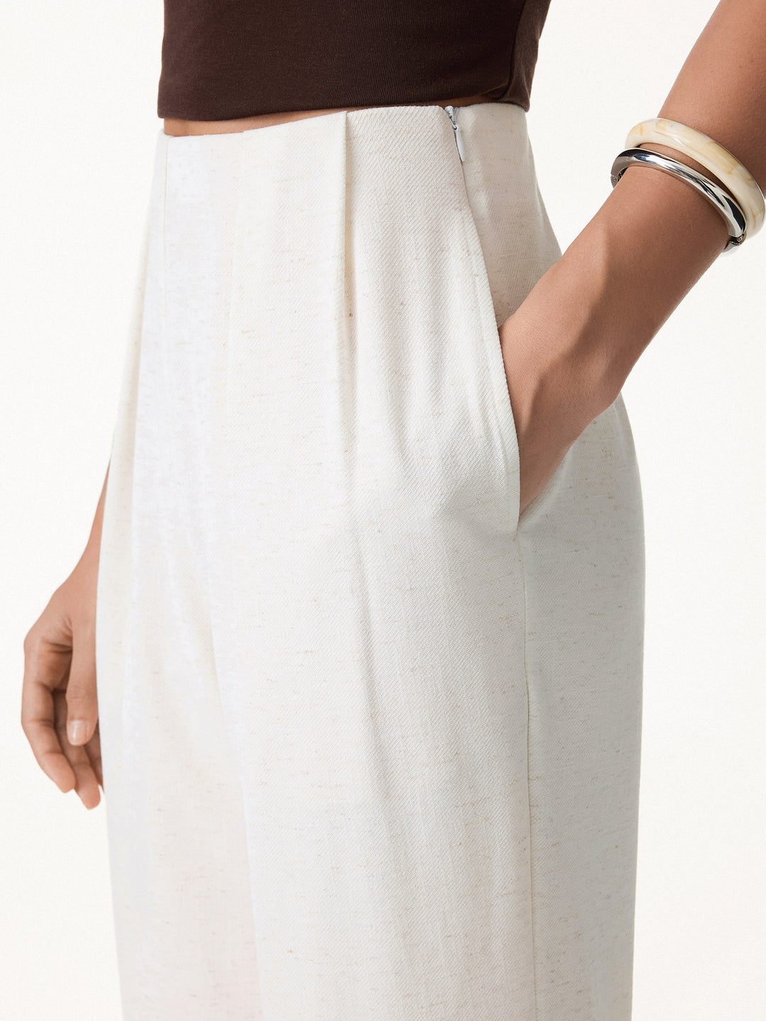 Linen-Like Wide Flare Pant with Pockets