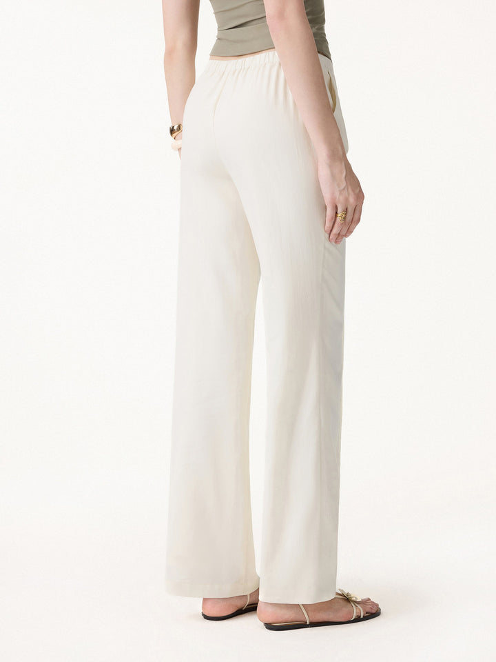 2Pcs Set Boatneck Waist-Defined Top & Pintuck Wide Leg Pant