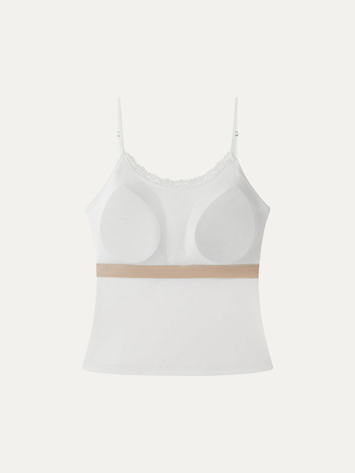 Lace Trim Scoop Neck Spaghetti Bra Top