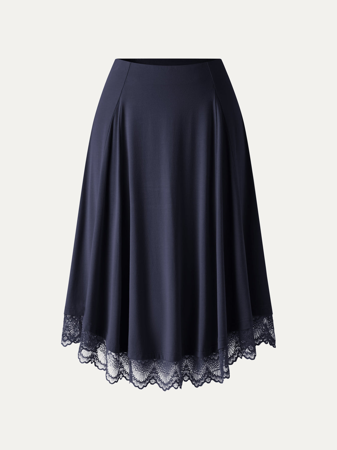 Lace Trim Midi Circle Flare Skirt