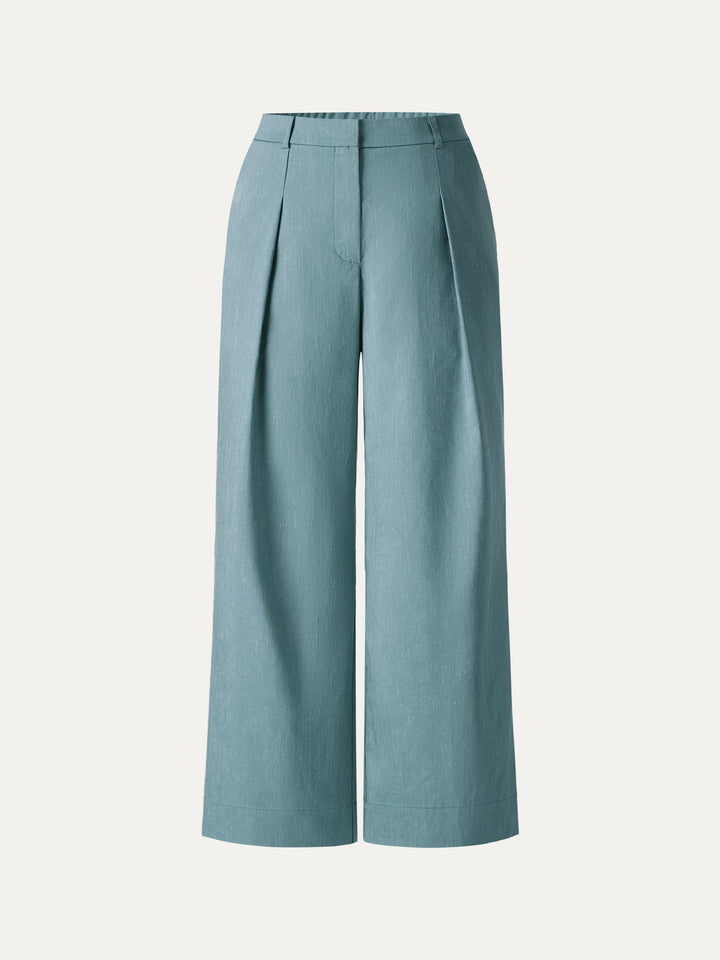 Linen Cropped Wide Leg Pants
