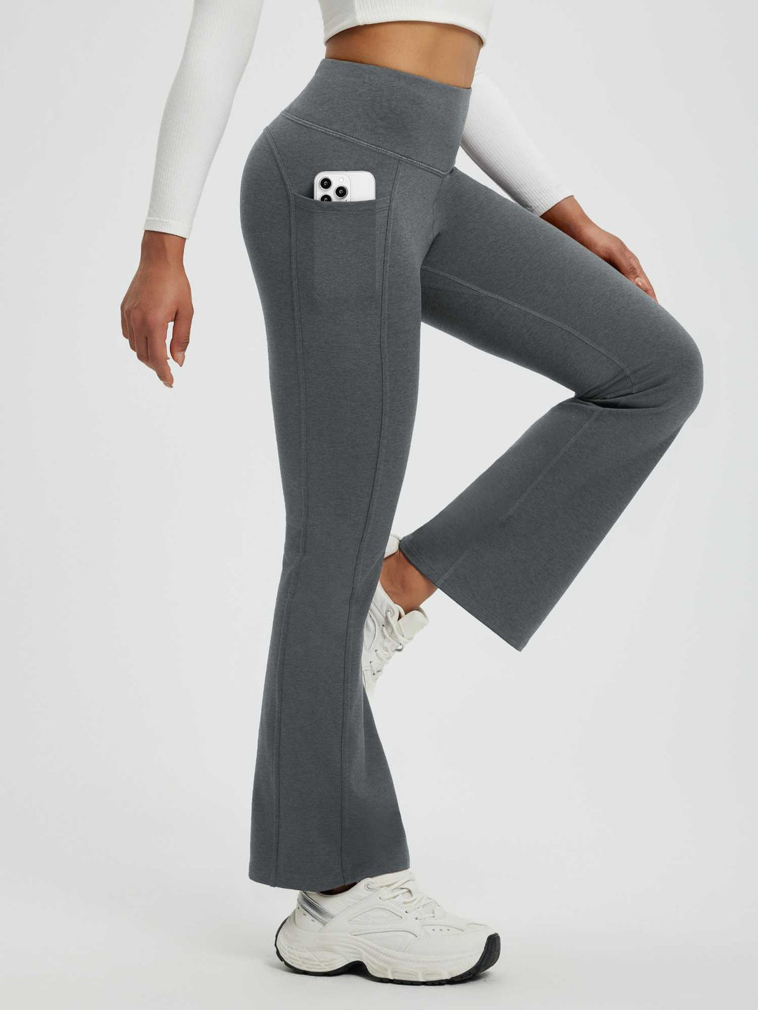 Women’s Yoga Floral Fleece High-Waisted Flared Pants