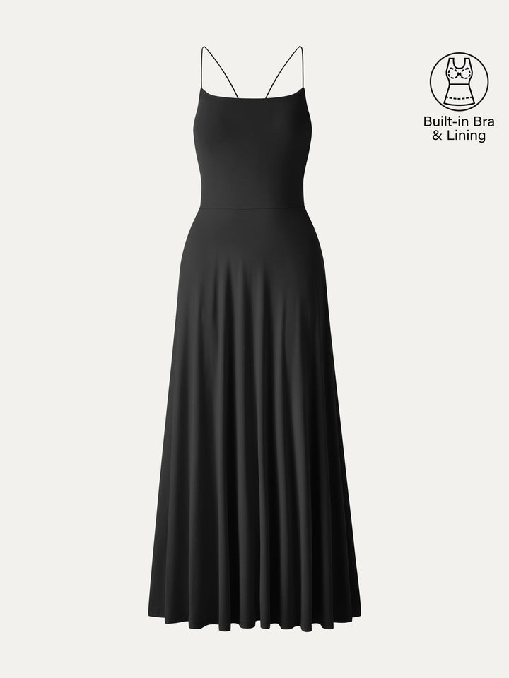 SkinKiss Classy Spaghetti Open Back Midi Bra Dress with Pockets