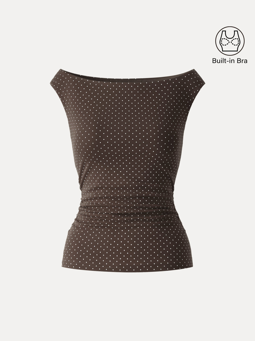 Stretch Cotton Polka Dot Boatneck Ruched Bra Top Limited Edition
