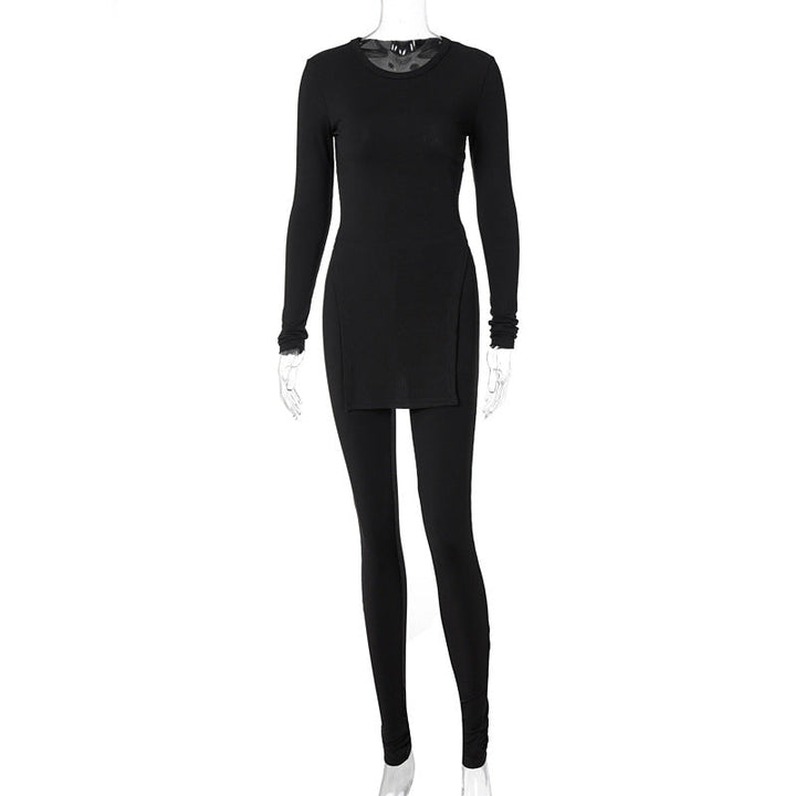 Women's Ribbed 2-Piece Suit - Textured Top & Trousers Set