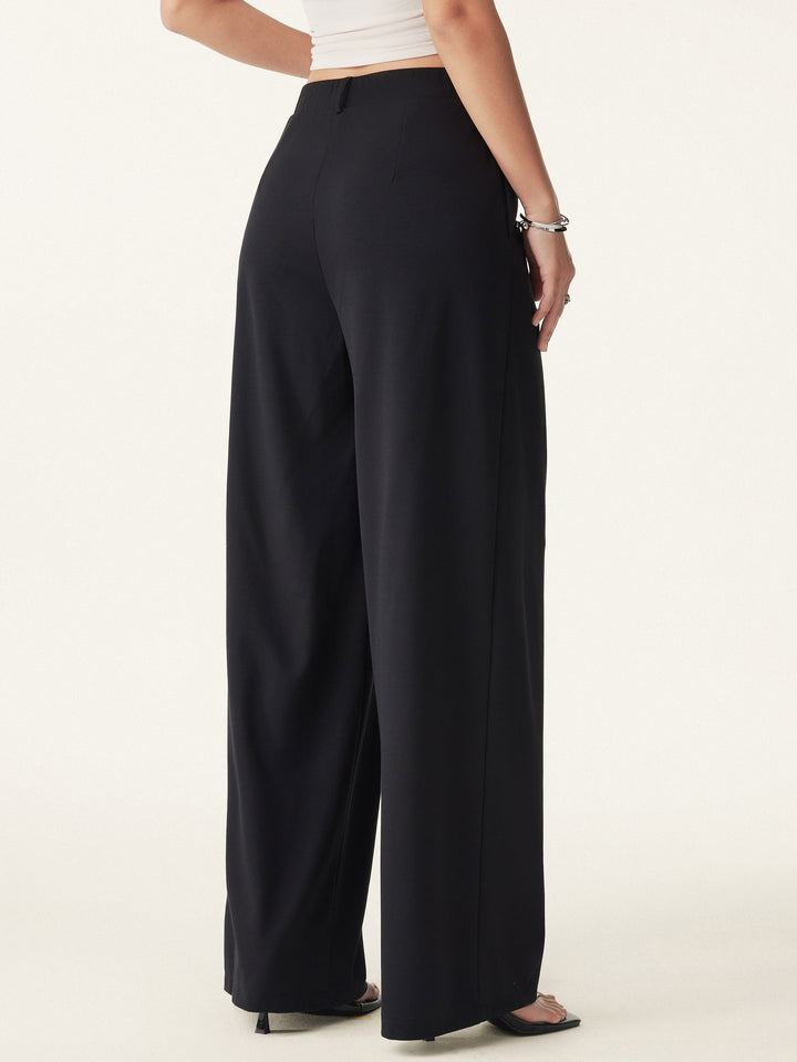 2Pcs Set Open Back Bra Tank & Mid Rise Wide Leg Trouser with Pockets