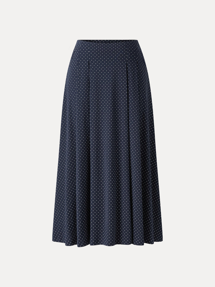 Polka Dots Flared Midi Skirt with Pockets