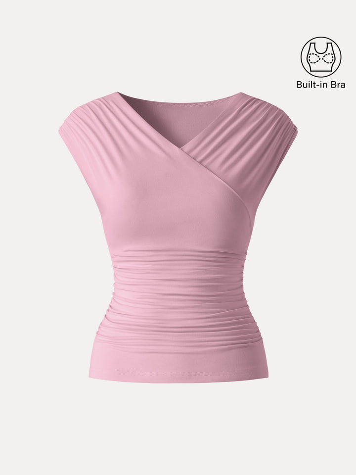 SkinKiss Surplice V-Neck Ruching Bra Top