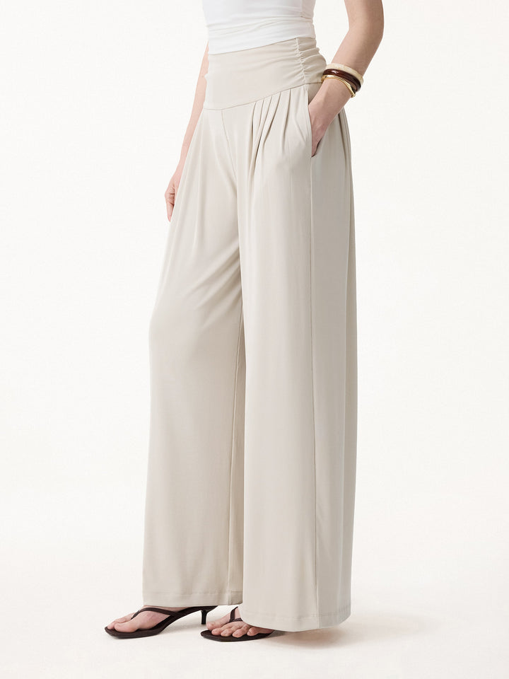 Sandwashed Super Flowy Tucked Palazzo Pant with Pockets