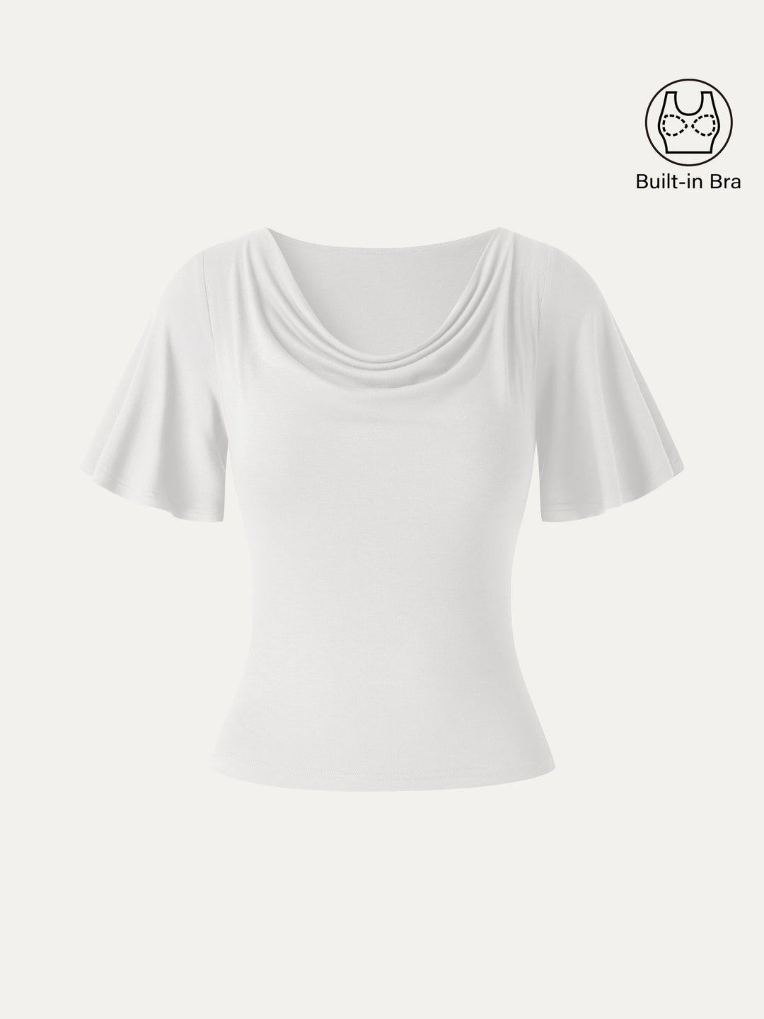CoolTouch Cowl Neck Flutter Sleeve Bra Top