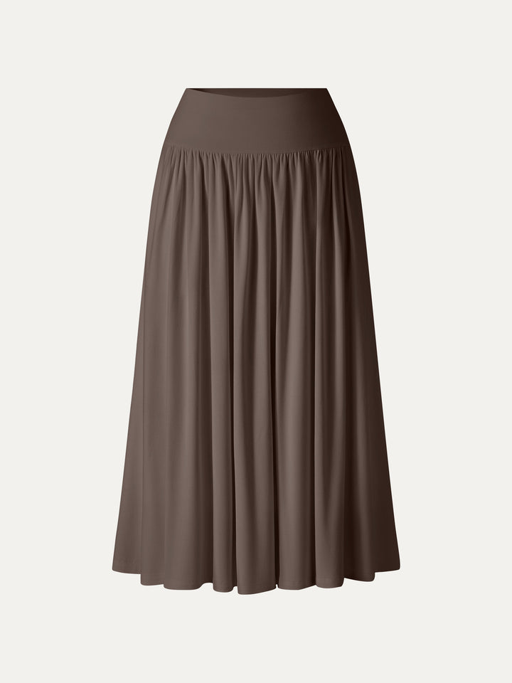 SkinKiss Mid Rise Gathered Midi Skirt with Pockets