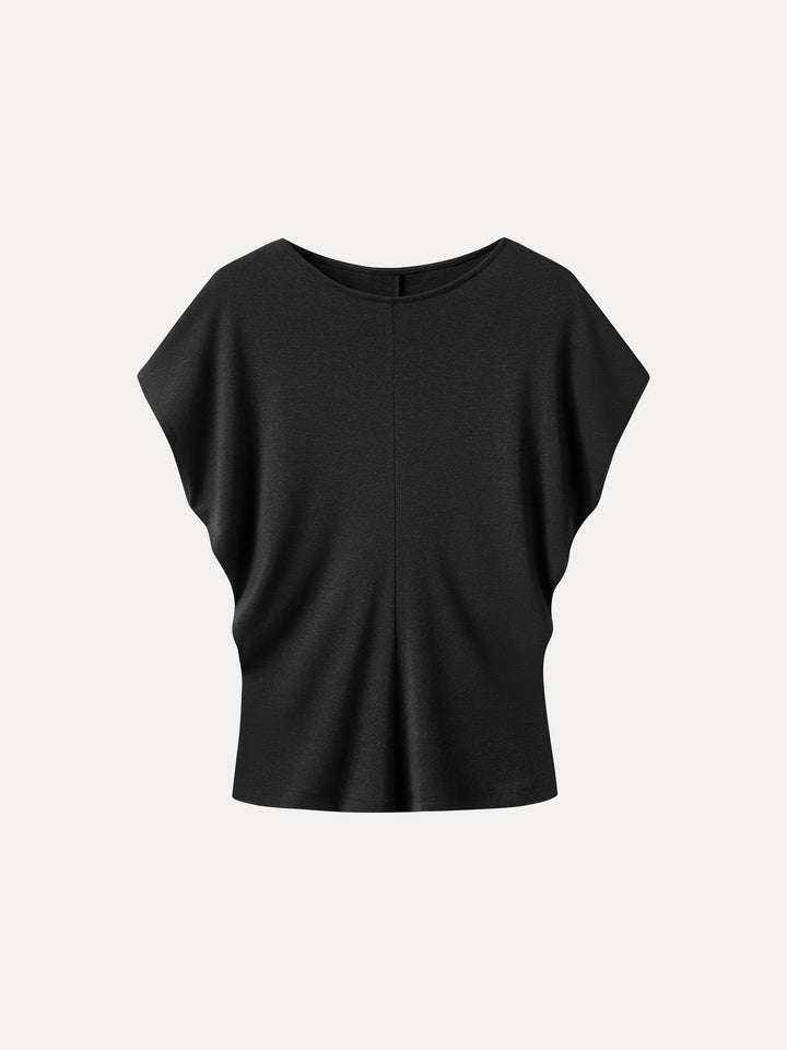 Linen-Blend Round Neck Relaxed Summer Top