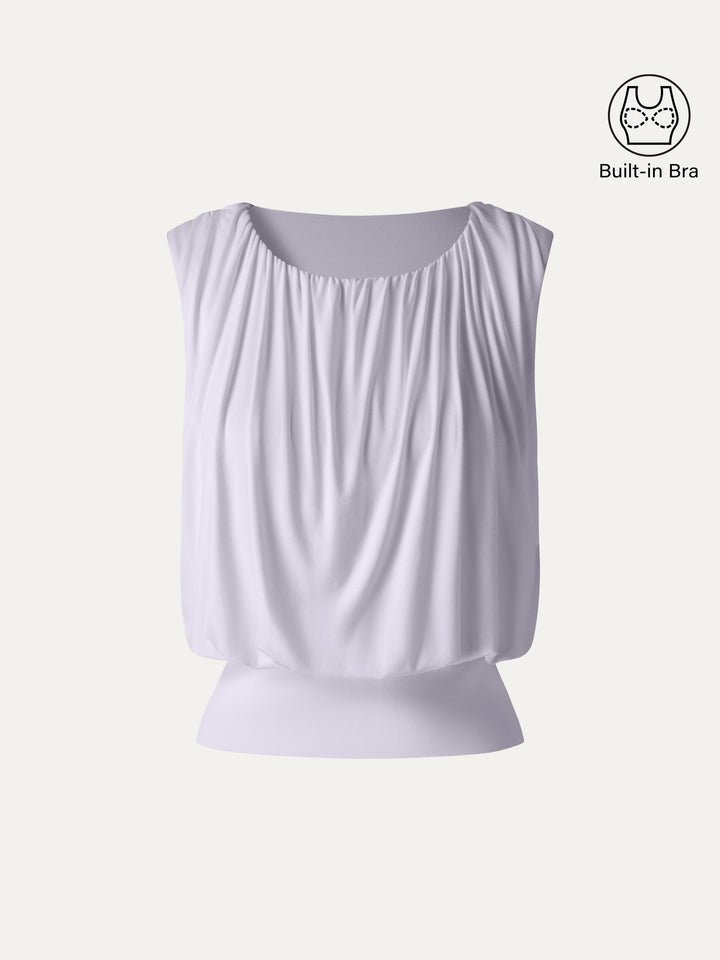 Round Neck Gathered Sleeveless Bra Top
