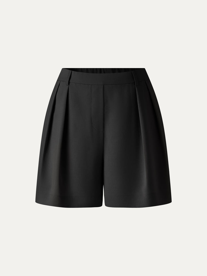 Lyocell-Linen Tailored Shorts with Pockets