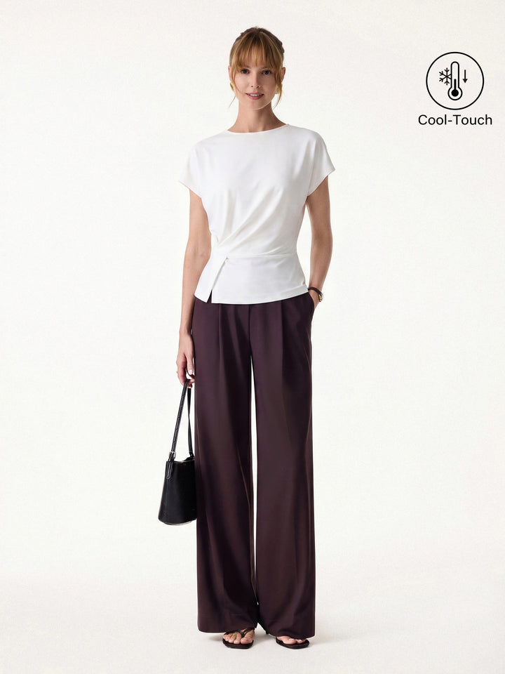 2Pcs Set Round Neck Tucked Top & Wide Leg The Success Pants