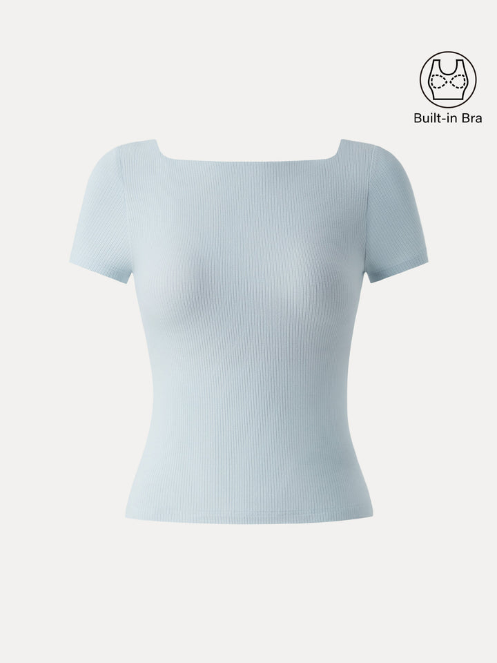 Cooling Ribbed Open Back Summer Bra Top