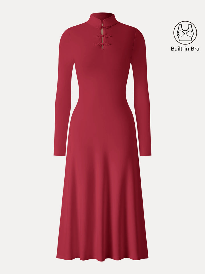 Mandarin Collar Frog Button Midi Bra Dress Limited Edition