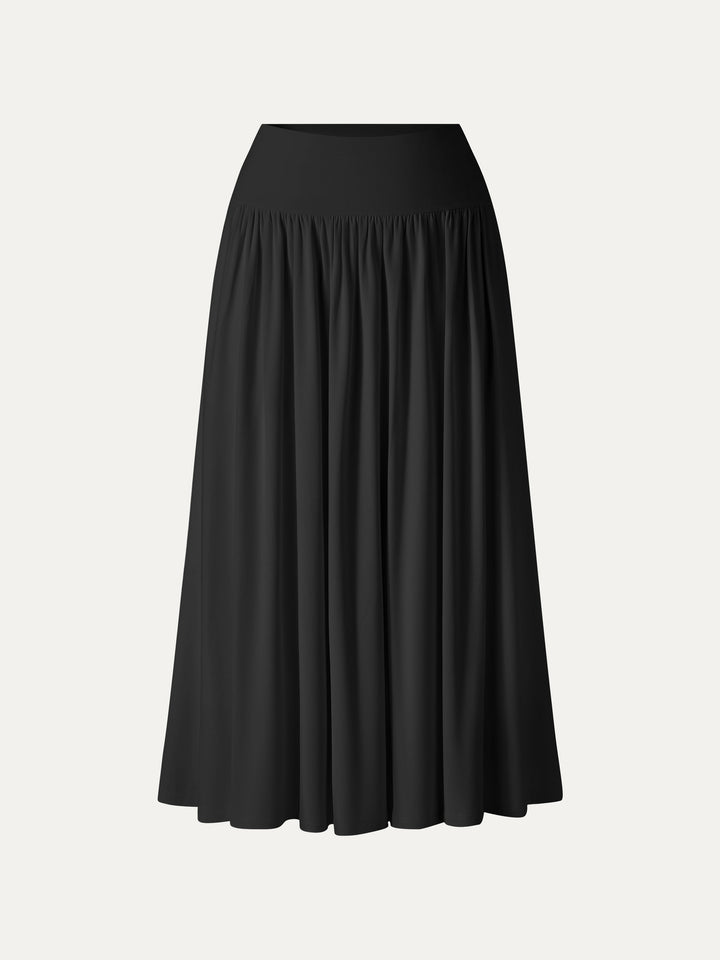SkinKiss Mid Rise Gathered Midi Skirt with Pockets