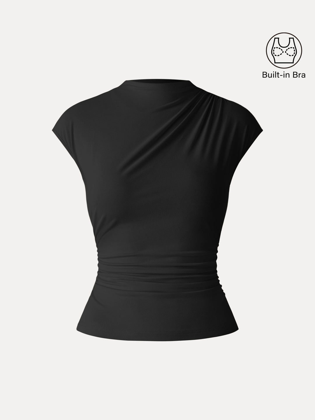 SkinKiss Mockneck Ruched Cropped Bra Top