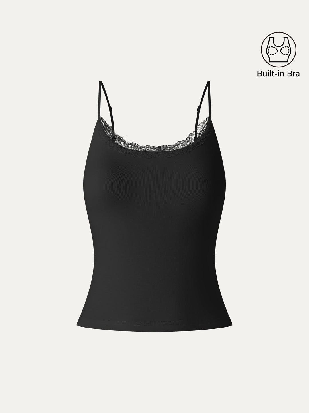Lace Trim Scoop Neck Spaghetti Bra Top