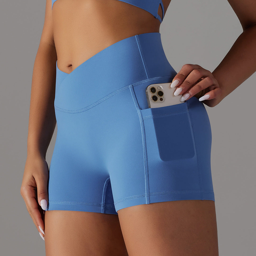 Women's Yoga Shorts with Phone Pocket - Fitness Sports Pants