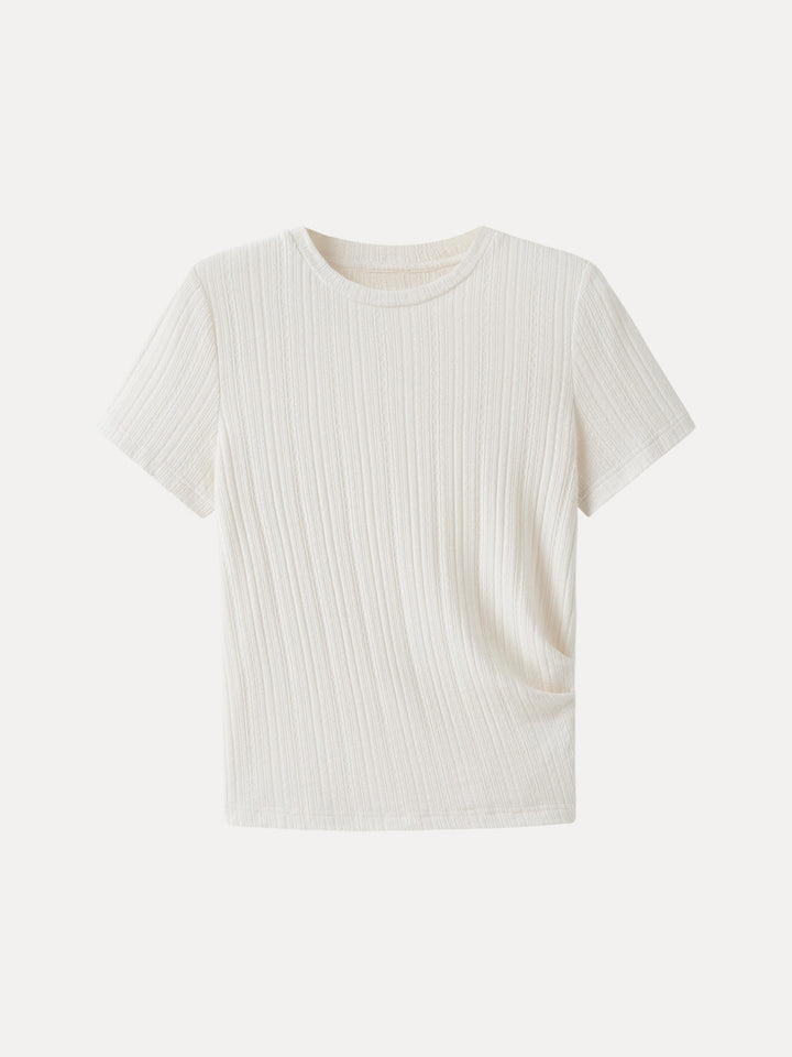 Pointelle Tucked Short Sleeve Summer Tee