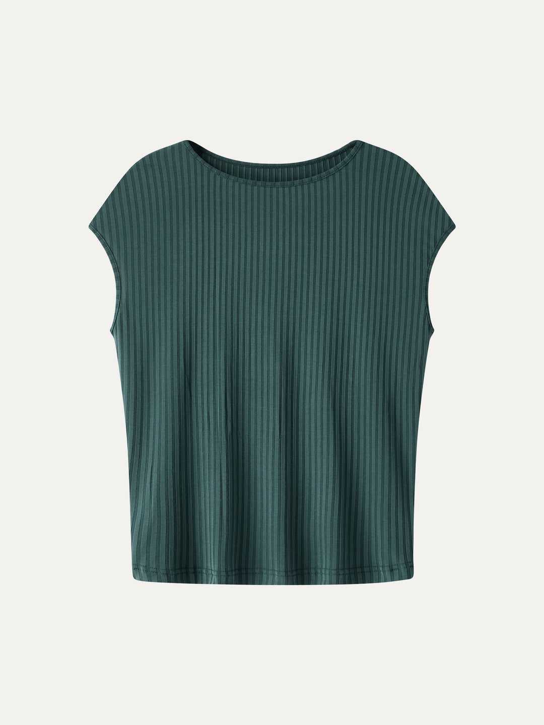 Wrinkle-Free Ultra-soft Boatneck Cap Sleeve Ribbed Top