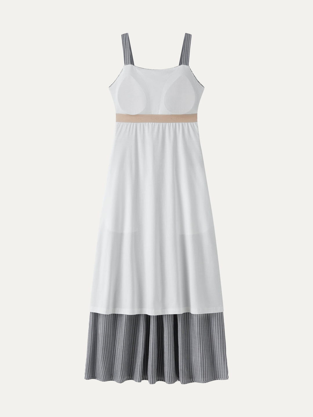 Striped Poplin Square Neck Smocked Midi Bra Dress