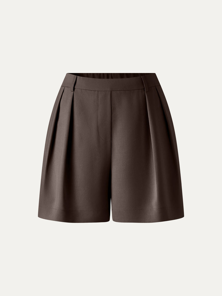 Lyocell-Linen Tailored Shorts with Pockets
