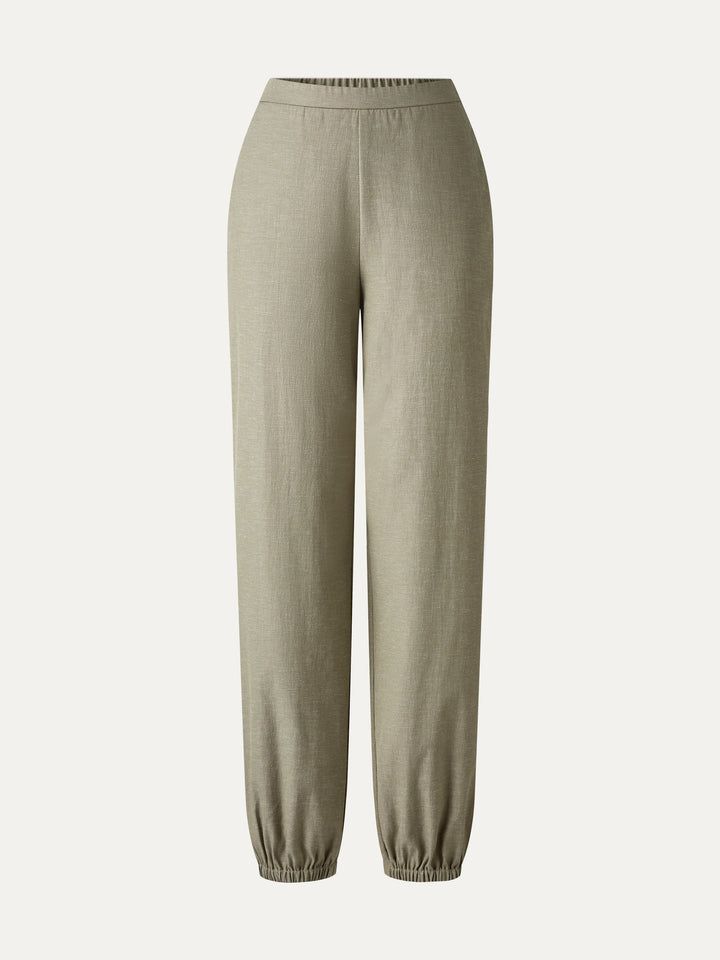 Linen-like High-Rise Balloon Jogger Pants with Pockets