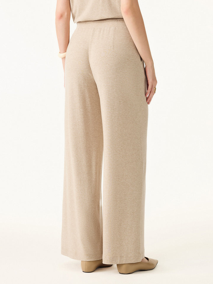 Lyocell Wool Mid Rise Wide Leg Pull-on Pant with Pockets