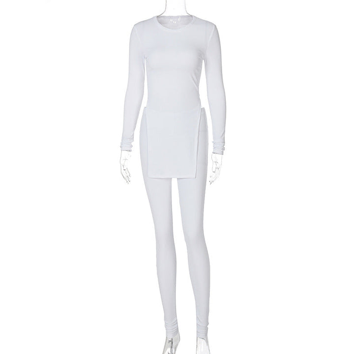 Women's Ribbed 2-Piece Suit - Textured Top & Trousers Set