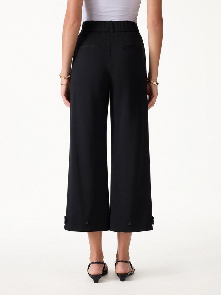 Ponte High-Rise Cropped Wide-Leg Pants with Pockets