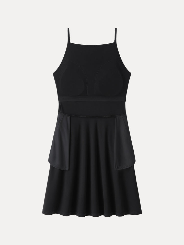 Stretch Ponte Square Neck Mini  A-Line Bra Dress with Pockets