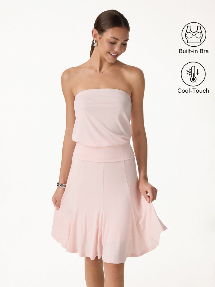2Pcs Set Banded Hem Bra Top & Knee-Length Skirt